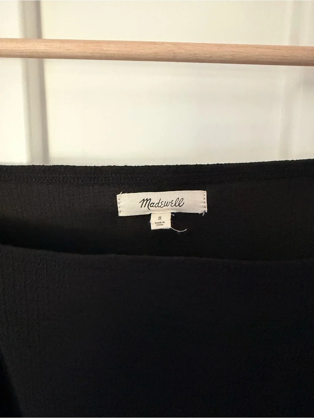 Madewell Black Crepe Square Neck Puff Sleeve Top